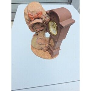 West Germany Grandfather Clock 1974 Girl Bonnet Hand Painted Byron Molds